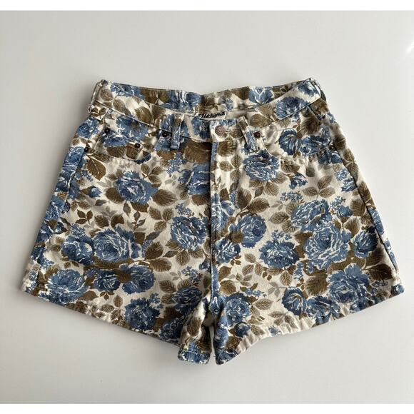 VTG Merona 90s USA Made Cotton Cabbage Rose Floral High Waist Shorts sz 11/12 - Picture 1 of 8